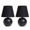 Simple Designs Mini Ceramic Globe Table Lamp, Black, PK 2 LT2008-BLK-2PK